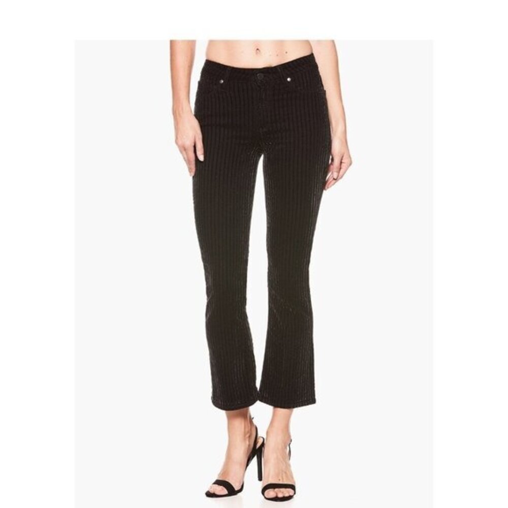 Paige Denim Jeans Colette Crop Noir Flocked Stripe Velvet Pants SZ 25 NWT